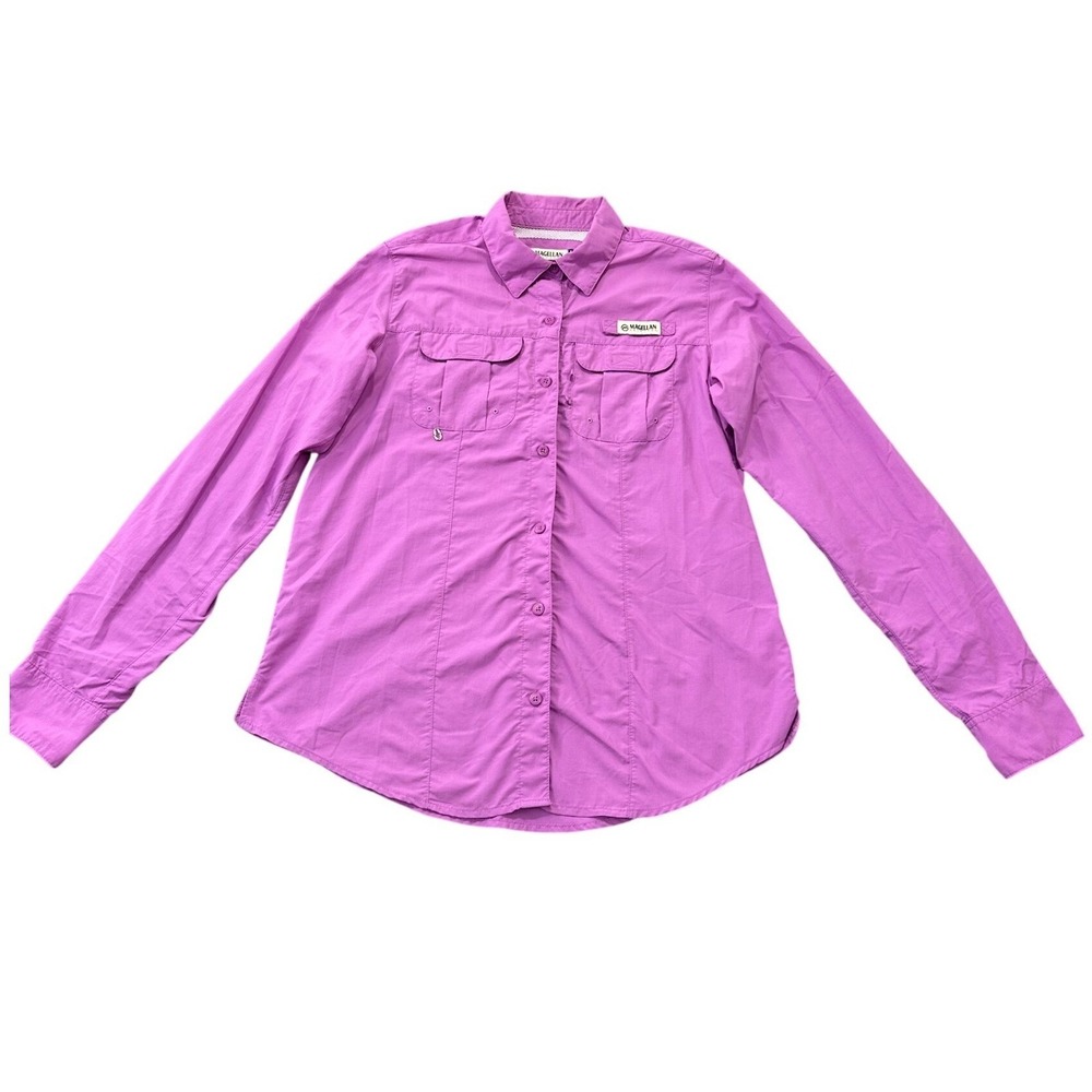 Magellan Outdoors Womens Purple Fish Gear Laguna Madre Fishing Shirt Medium M
